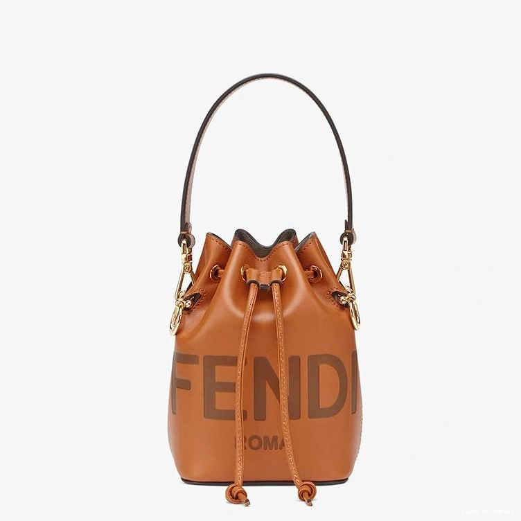 HOT Calf Bag Mon Brown Tresor Bucket In ROMA Fendi Mini Logo Leather 0730